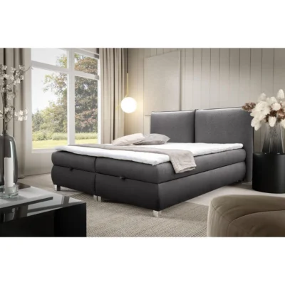 Fun Möbel Boxspringbett VALENTIN in Anthrazit, Liegefläche 120x200 cm – mit Bettkasten, Bonellfederkern